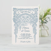 Faire-part de mariage papillon Art déco dans un ca (Debout devant)
