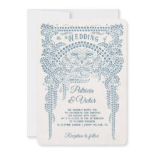 Faire-part de mariage papillon Art déco dans un ca