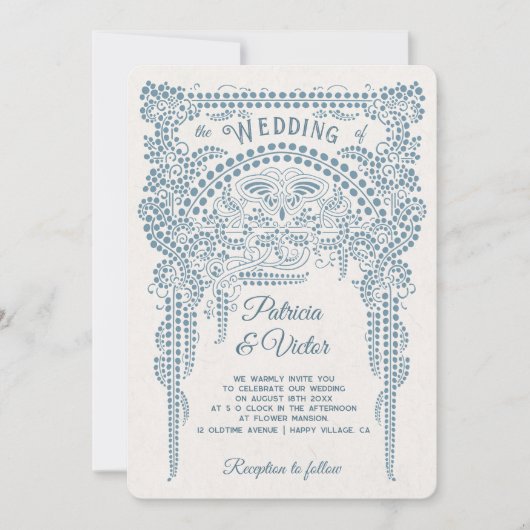 Faire-part de mariage papillon Art déco dans un ca (Devant)