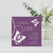Faire-part de mariage papillon blanc et violet (Debout devant)