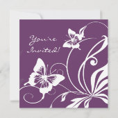 Faire-part de mariage papillon blanc et violet (Dos)