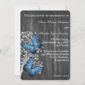Faire-part de mariage papillon bleu rustique (Devant)