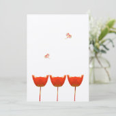 Faire-part de mariage papillon Coquelicots corail (Debout devant)