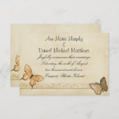 Faire-part de mariage papillon crème vintage (Devant / Derrière)
