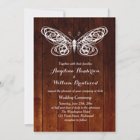 Faire-part de mariage papillon de la carte mère (Devant)