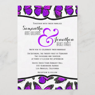 Faire-part de mariage papillon de monarque pourpre