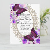 Faire-part de mariage papillon en dentelle (Debout devant)