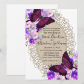 Faire-part de mariage papillon en dentelle (Devant / Derrière)