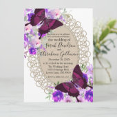Faire-part de mariage papillon en dentelle (Debout devant)