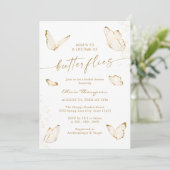 Faire-part de mariage papillon en or blanc (Debout devant)