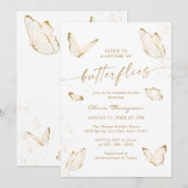 Faire-part de mariage papillon en or blanc (Devant / Derrière)