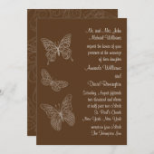 Faire-part de mariage papillon Filigree en Brown (Devant / Derrière)