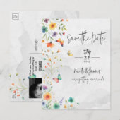Faire-part de mariage papillon floral aquarelle co (Devant / Derrière)