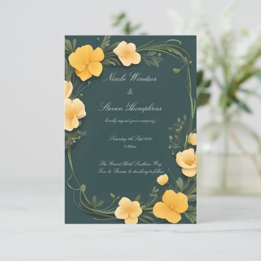 Faire-part de mariage papillon Forever in Bloom (Debout devant)