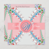 Faire-part de mariage papillon fractée rose satiné (Devant / Derrière)