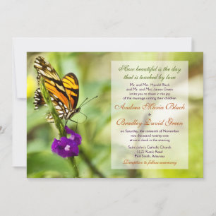 Faire-part de mariage papillon monarque