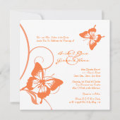 Faire-part de mariage papillon orange et blanc (Devant)
