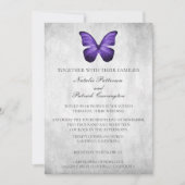 Faire-part de mariage papillon pourpre (Devant)