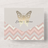 Faire-part de mariage Papillon Rose Doré (Verso)