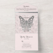 Faire-part de mariage Papillon Rose Fardé (À l'intérieur)