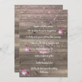 Faire-part de mariage papillon rose vintage rustiq (Devant / Derrière)