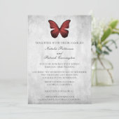 Faire-part de mariage papillon rouge (Debout devant)