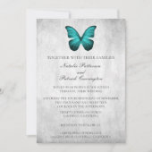 Faire-part de mariage papillon turquoise (Devant)
