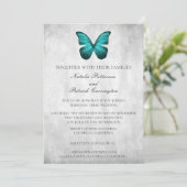 Faire-part de mariage papillon turquoise (Debout devant)