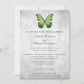 Faire-part de mariage papillon vert (Devant)