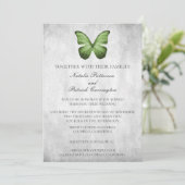 Faire-part de mariage papillon vert (Debout devant)