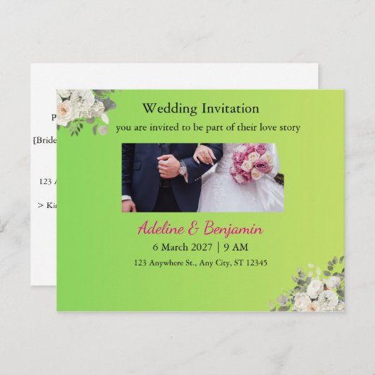 Faire-part de mariage par carte (Devant / Derrière)