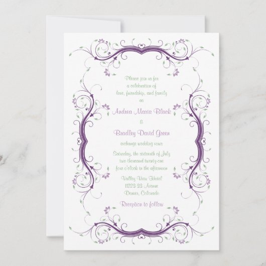 Faire-part de mariage | Parchemin Floral vert pour (Devant)