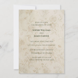 Faire-part de mariage parchemin Rose Vintage