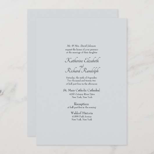 Faire-part de mariage parent pâle (Devant / Derrière)