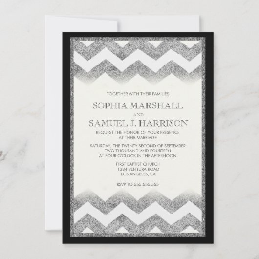 Faire-part de mariage Parties scintillant d'argent (Devant)