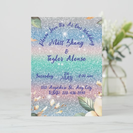 Faire-part de mariage Parties scintillant élégante (Debout devant)