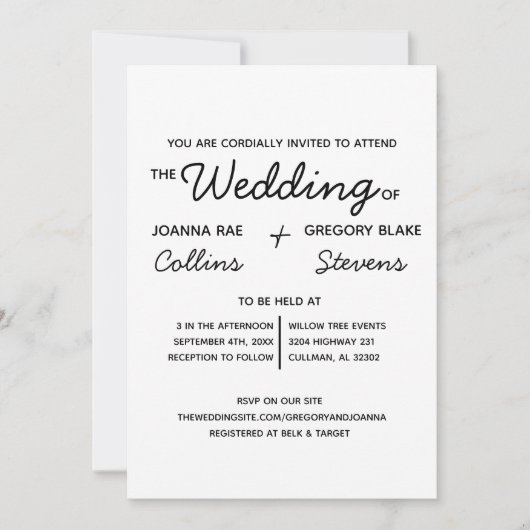 Faire-part de mariage : Pas de thème, juste l'amou (Devant)