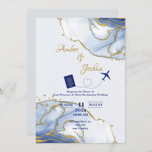 Faire-part de mariage Passeport (Devant / Derrière)