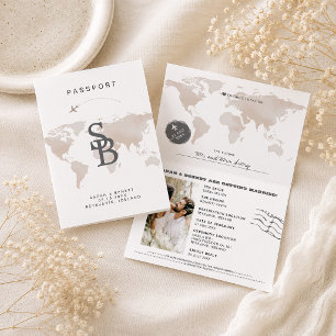 Faire-part de mariage Passeport Carte du Monde Bei