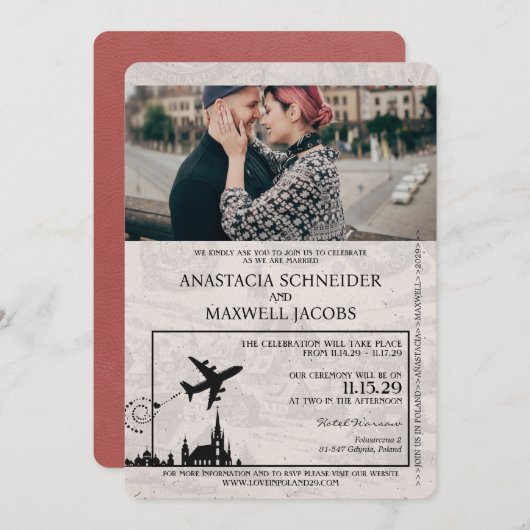 Faire-part de mariage Passeport de la Pologne en B (Devant / Derrière)