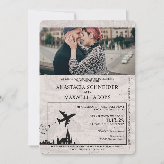 Faire-part de mariage Passeport Silver Pologne (Devant)