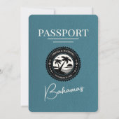 Faire-part de mariage Passport Bahamas turquoise (Dos)
