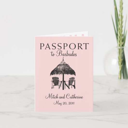 Faire-part de mariage Passport Barbade (Devant)