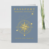 Faire-part de mariage Passport Destination Blue Go (Recto)