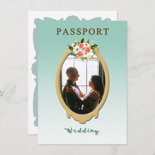 Faire-part de mariage Passport moderne (Devant / Derrière)