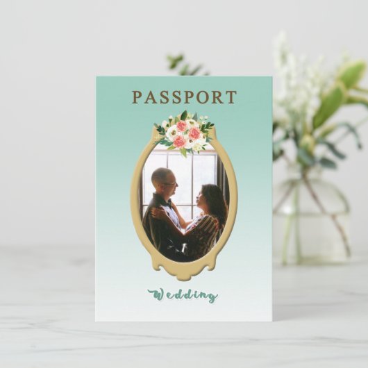Faire-part de mariage Passport moderne (Debout devant)