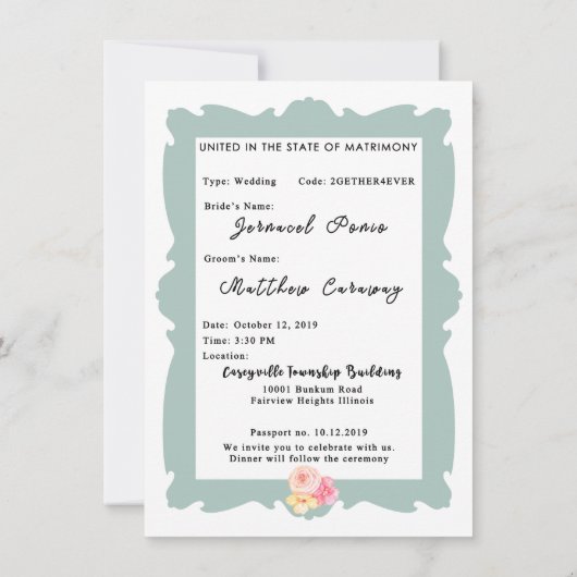 Faire-part de mariage Passport moderne (Dos)