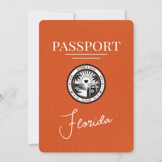 Faire-part de mariage Passport Orange Florida (Dos)