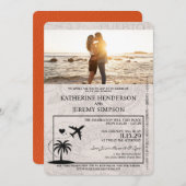 Faire-part de mariage Passport Porto Rico Orange (Devant / Derrière)