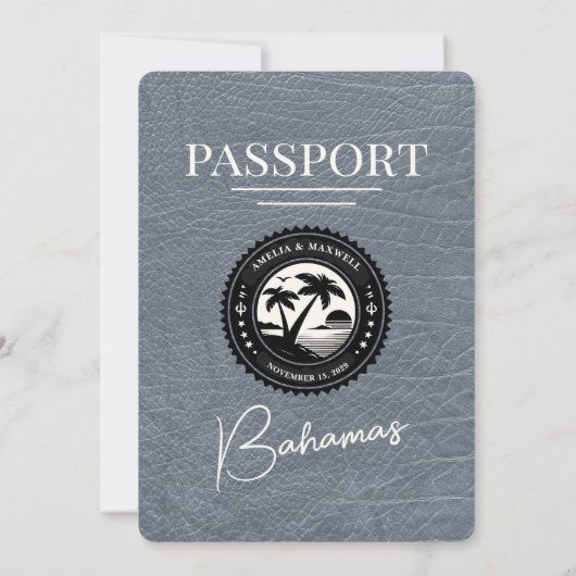 Faire-part de mariage Passport Silver Bahamas (Dos)